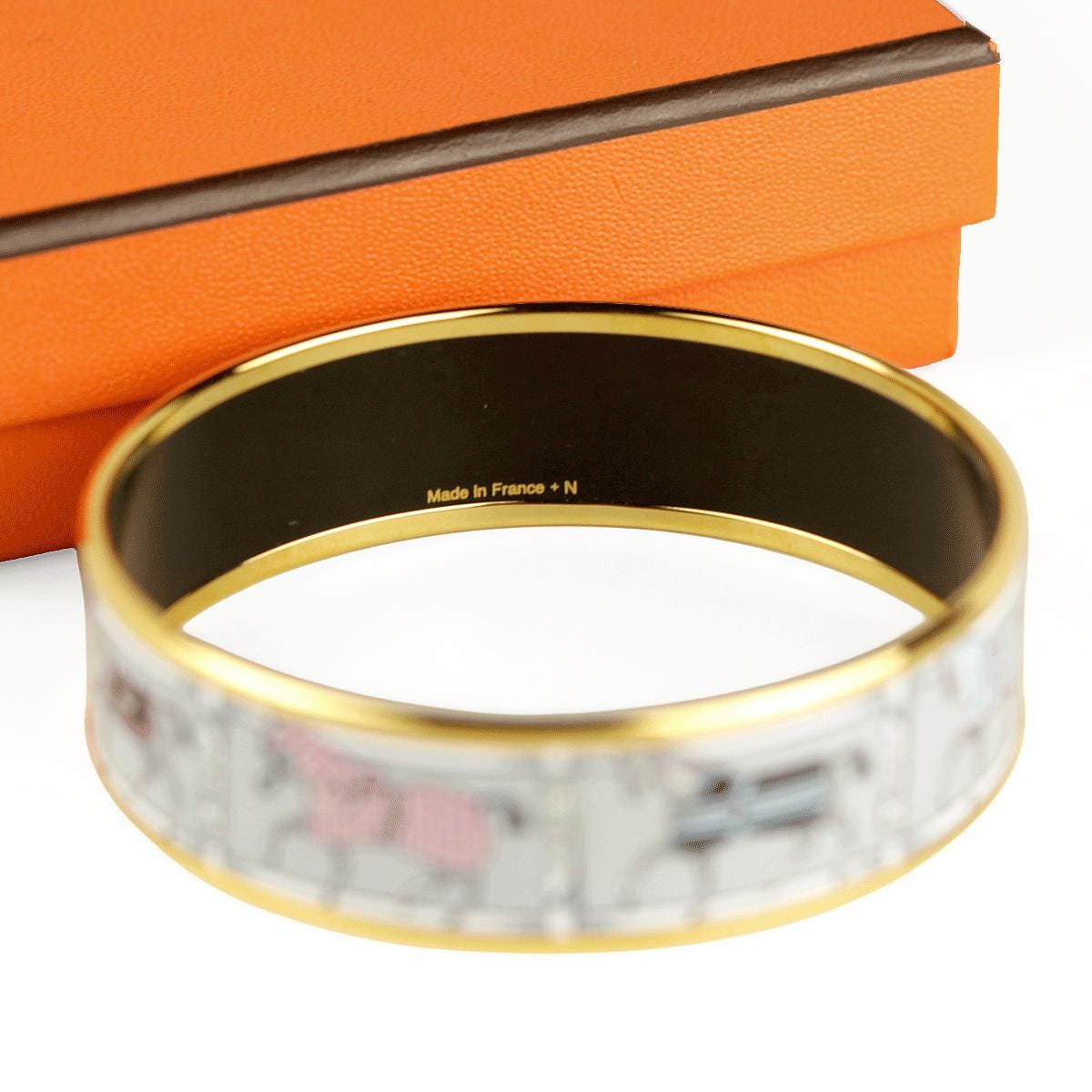 Hermes Bracelet 65 Wide Gold Enamel Tohu Bohu | Bangle GHW