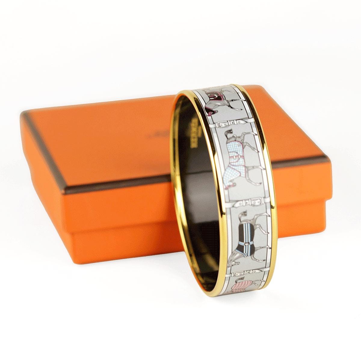 Hermes Bracelet 65 Wide Gold Enamel Tohu Bohu | Bangle GHW