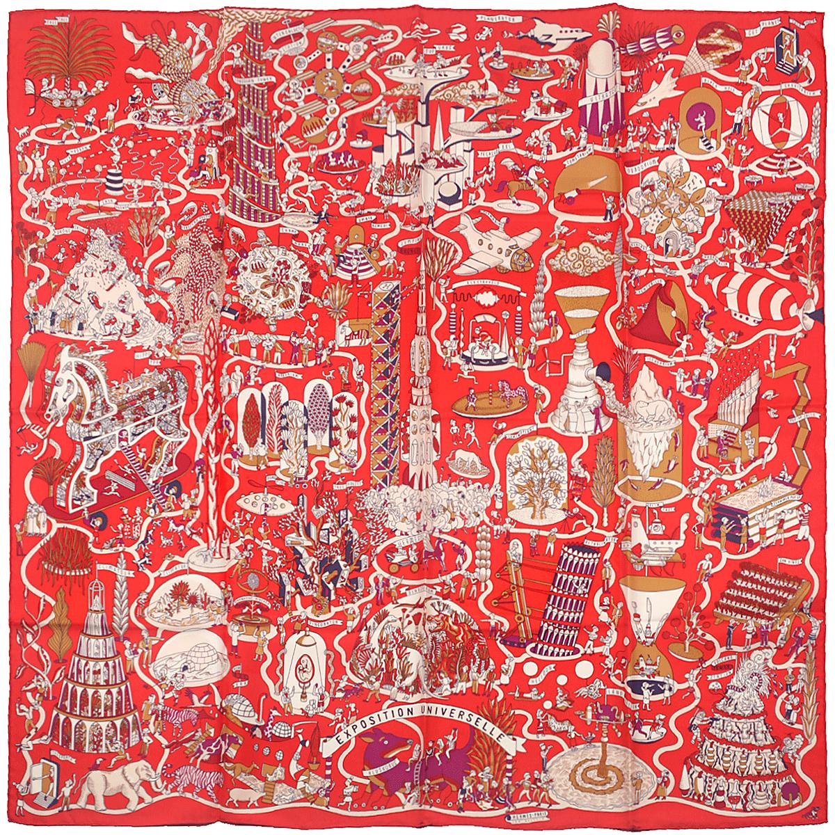 Hermes Scarf "Exposition Universelle" by Jan Bajtlik 90cm Silk