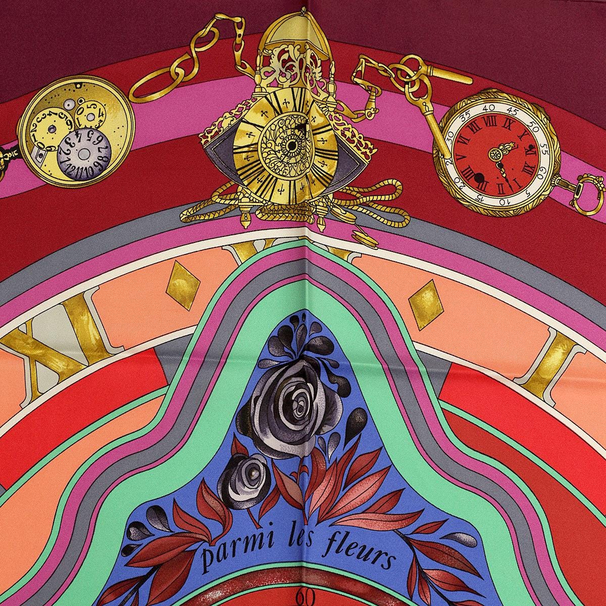 Hermes Scarf "La Ronde des Heures" by Loic Dubigeon 90cm Silk | Foulard Carre