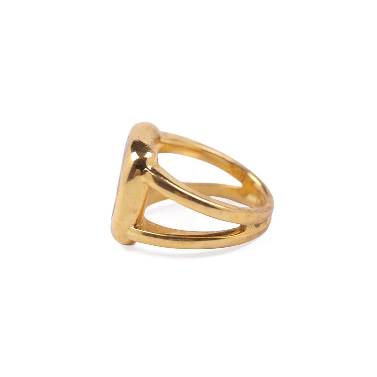 Hermes Bijouterie Fantaisie Horse Corozo Intaglio Gold Ring