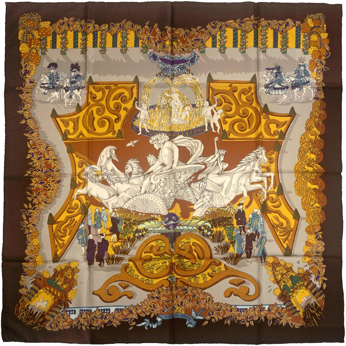 Hermes Scarf "Le Paradis du Roy" by Annie Faivre Vintage 90cm Silk | Carre Foulard