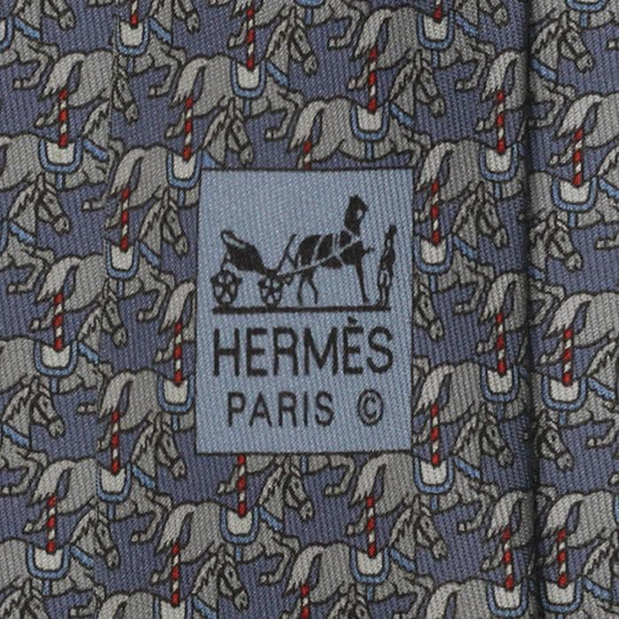 Hermes Men's Silk Tie Horses Pattern 605826 | Necktie Cravate