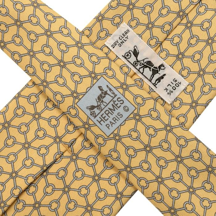 Hermes Men's Silk Tie Equestrian Geometric Pattern 5566 | Necktie Cravate