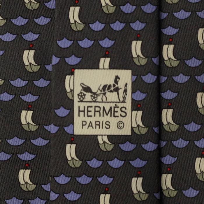 Hermes Men's Silk Tie Sailboats Pattern 5279 | Necktie Cravate
