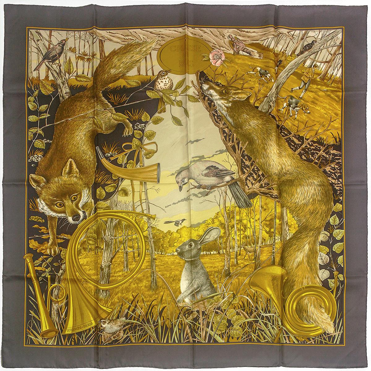 Hermes Scarf "Chasse au Bois" by Carl De Parcevaux 90cm Silk | Carre Foulard