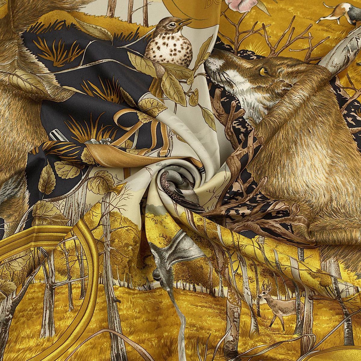 Hermes Scarf "Chasse au Bois" by Carl De Parcevaux 90cm Silk | Carre Foulard