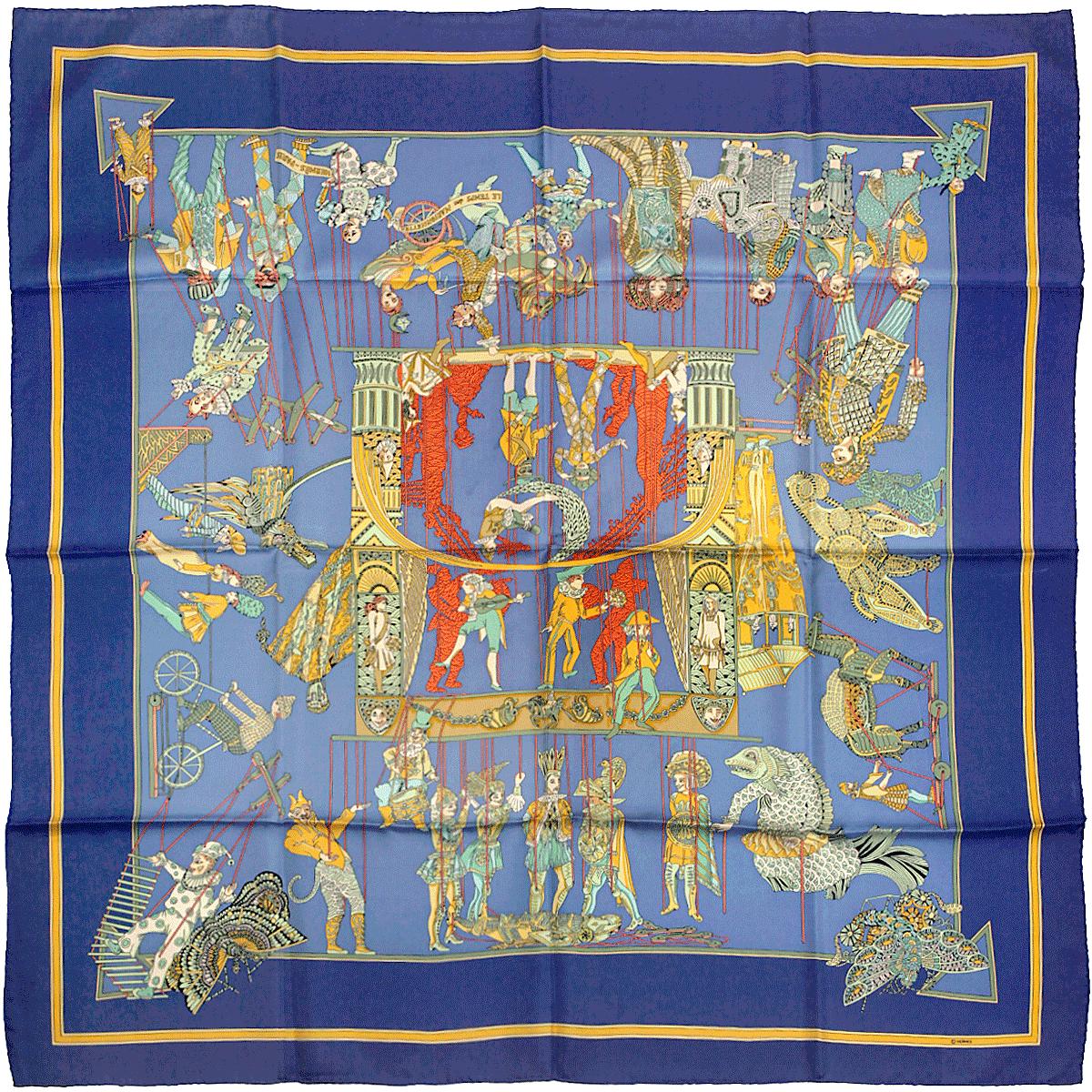 Hermes Scarf "Les Temps des Marionettes" by Annie Faivre 90cm Silk | Carre Foulard