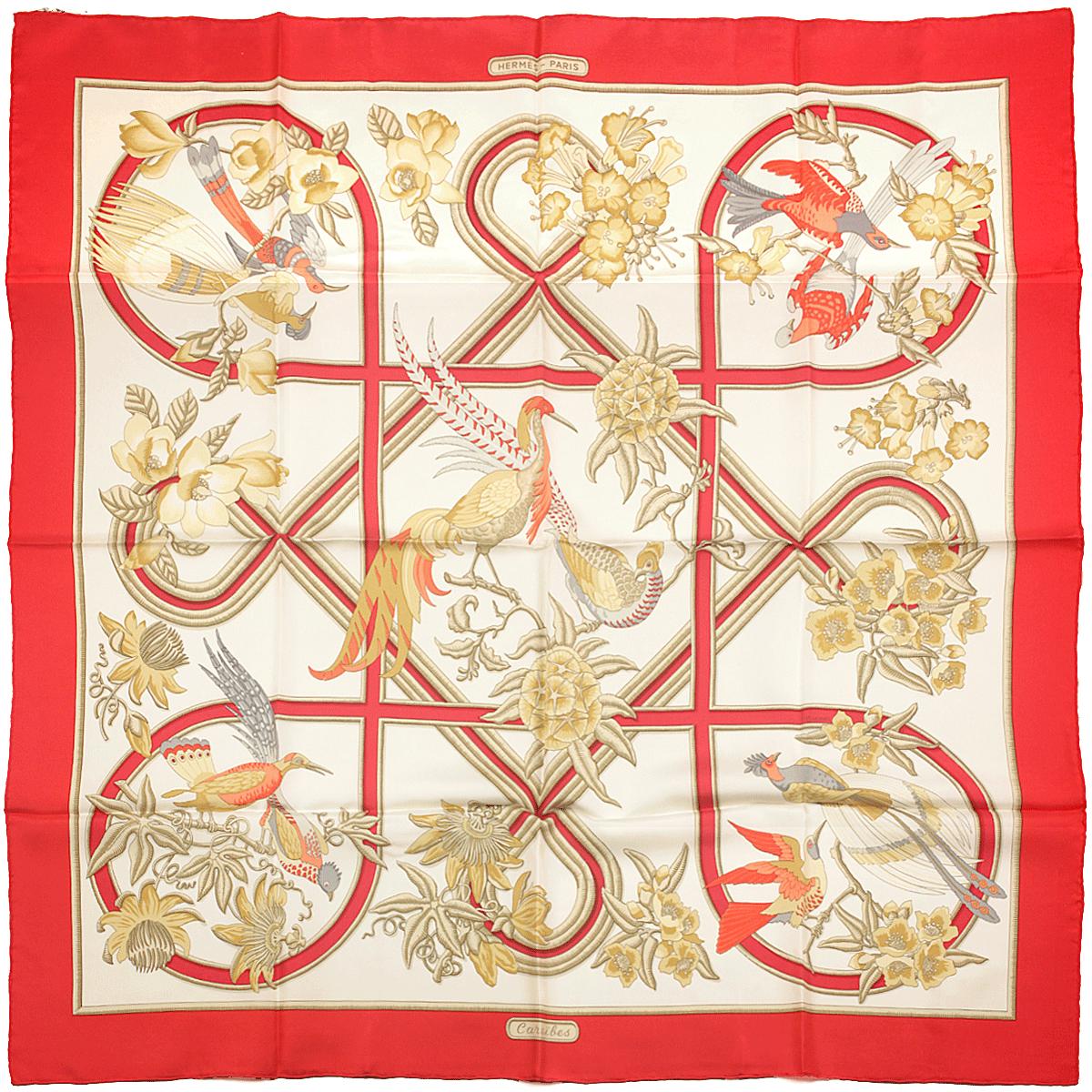 Hermes Scarf "Caraibes" by Christiane Vauzelles Vintage 90cm Silk