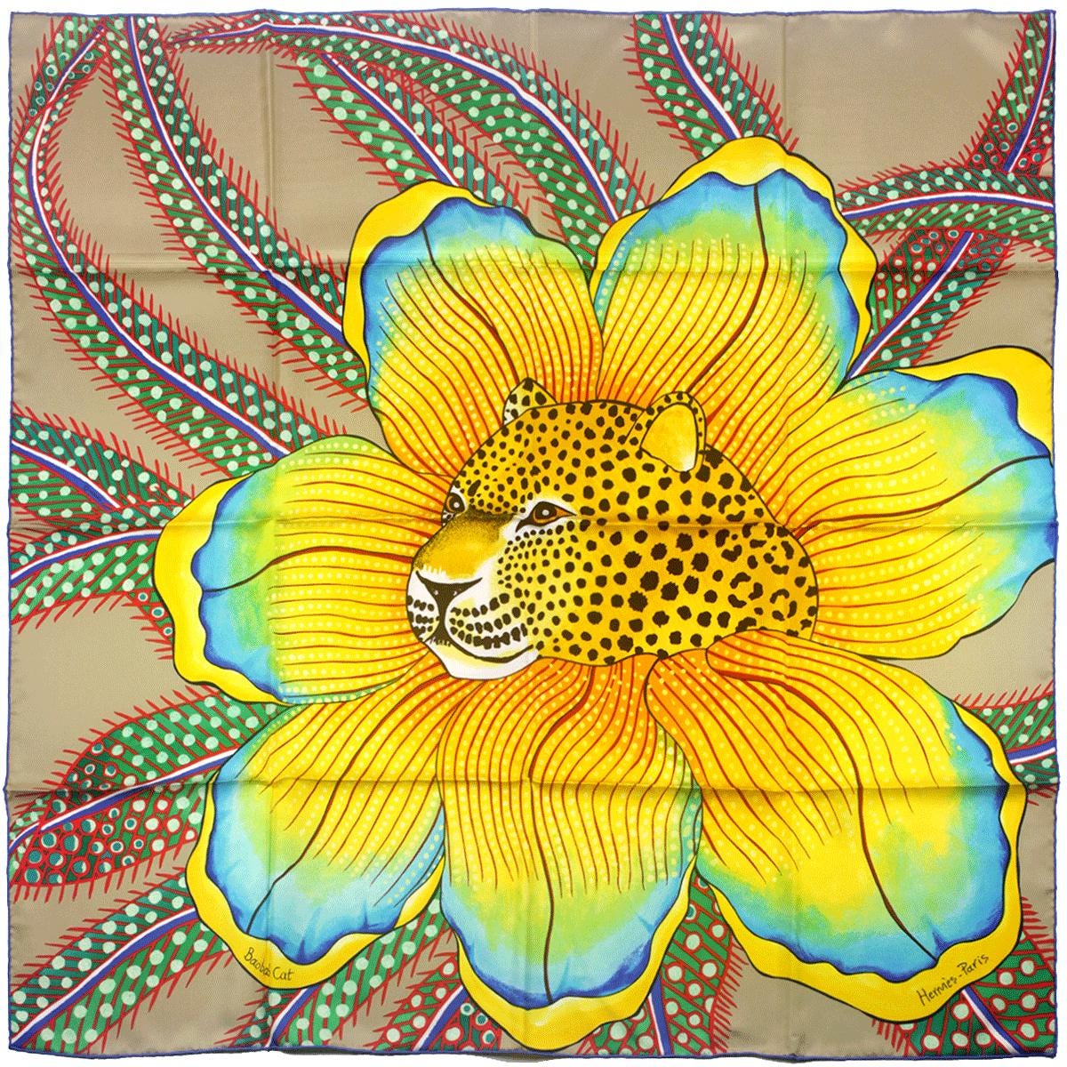 Hermes Scarf "Baobab Cat" by Ardmore Artists 90cm Silk | NWT