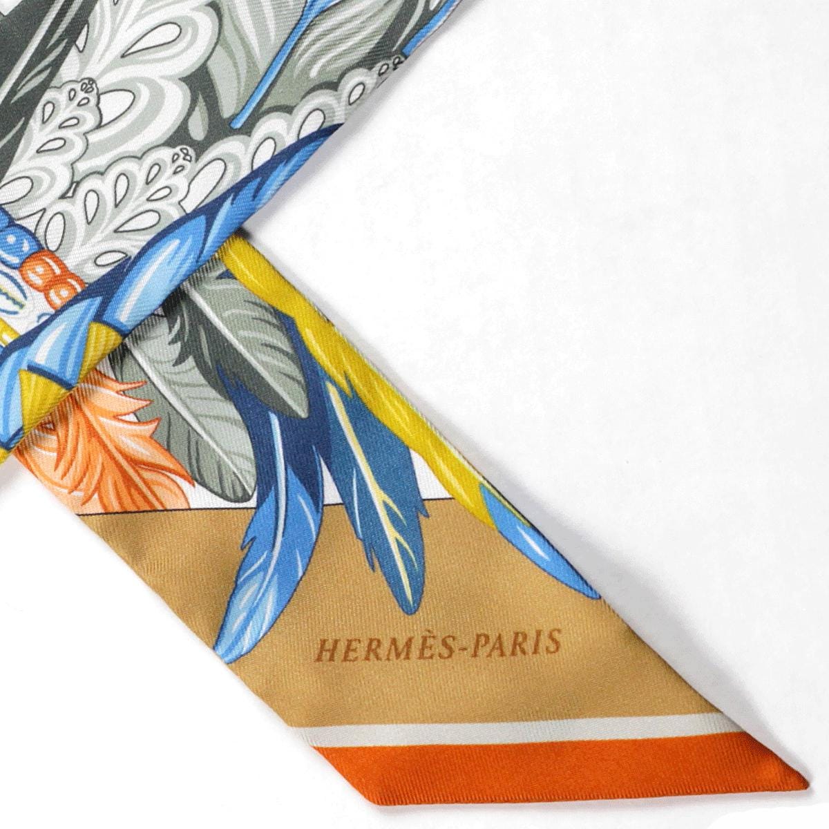 Hermes Scarf Twilly " Danse Pacifique" by Laurence Bourthoumieux Silk 5cm x 86cm
