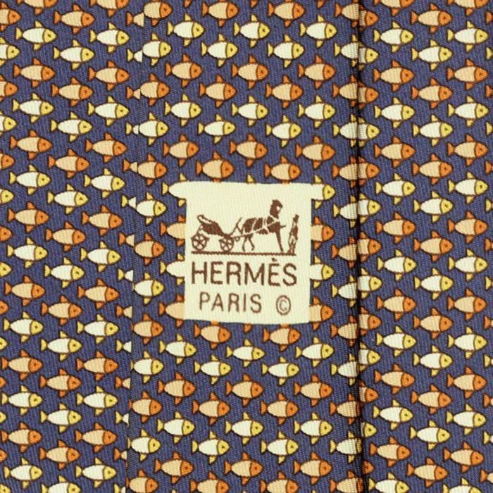 Hermes Men's Silk Tie Fish Pattern 7862 | Necktie Cravate