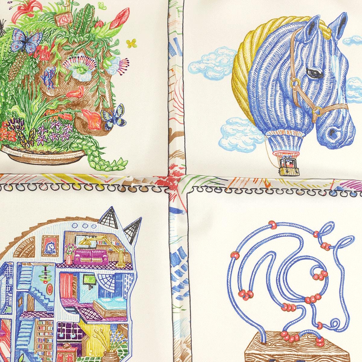 Hermes Scarf "Chevaloscope" by Elias Kafouros 90cm Silk