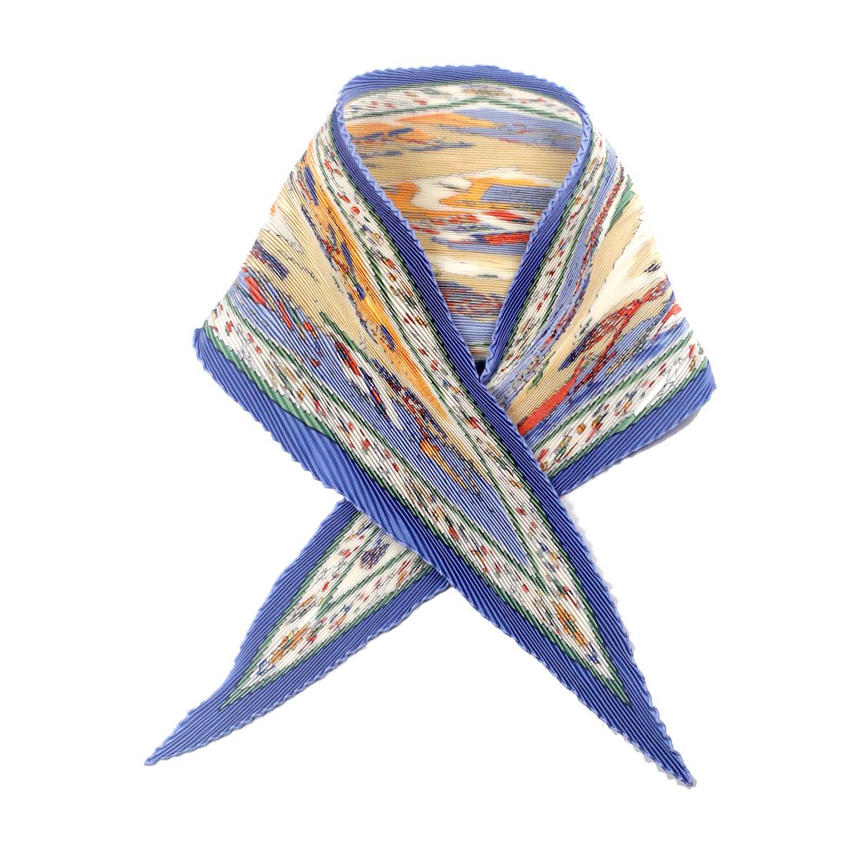 Hermes Scarf "Retour de Terre" by Oliver Dumas Plisse 90cm Pleated Silk