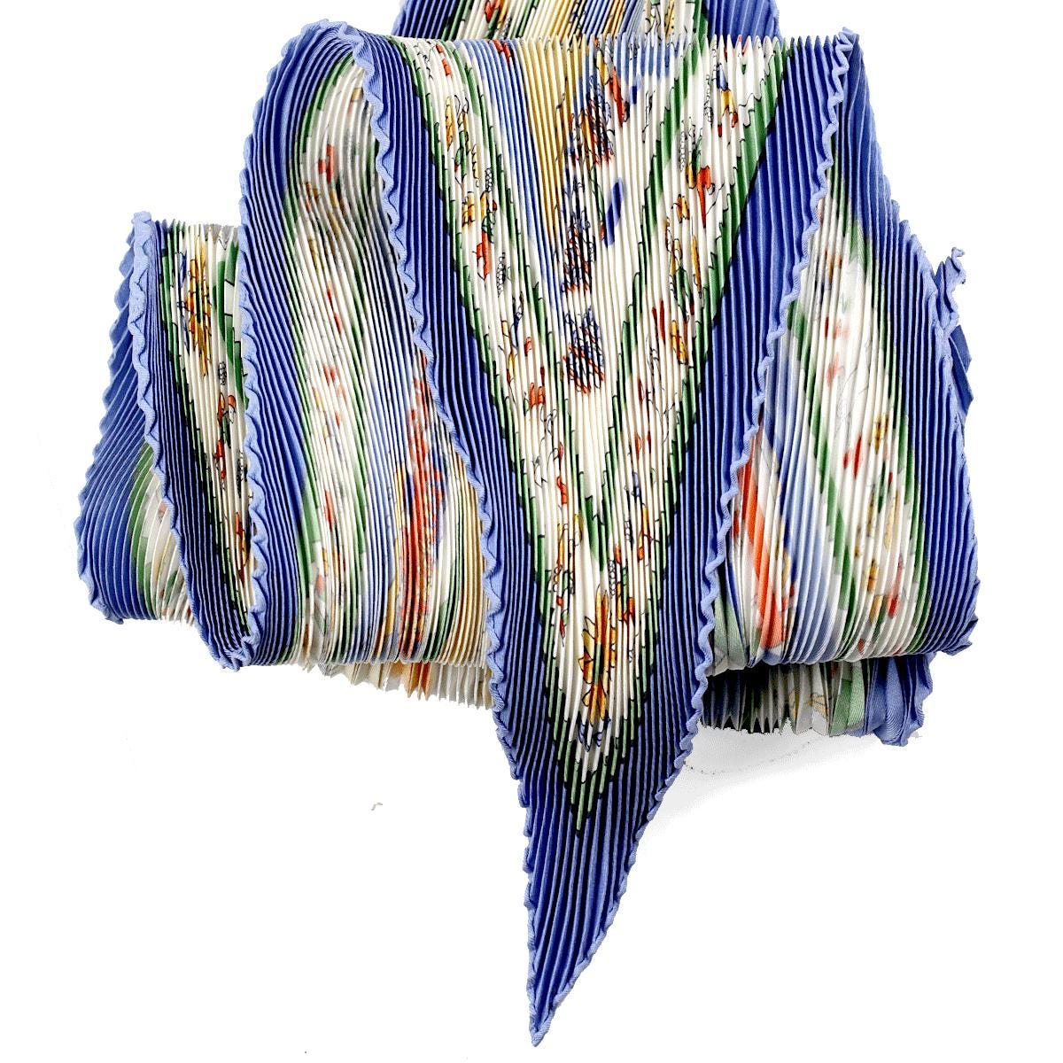 Hermes Scarf "Retour de Terre" by Oliver Dumas Plisse 90cm Pleated Silk