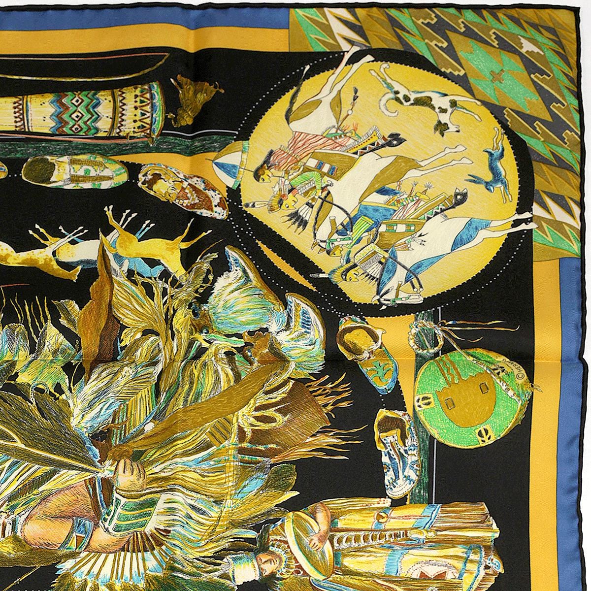 Hermes Scarf "Les Danses des Indiens" by Kermit Oliver 90cm Silk | Grail
