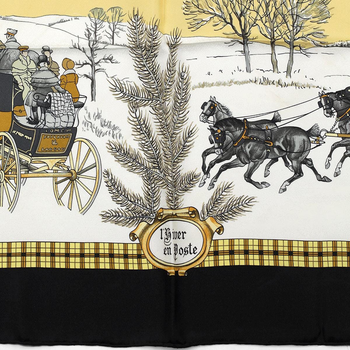 Hermes Scarf "L'Hiver en Poste" by Philippe Ledoux 90cm Silk | Carre Foulard