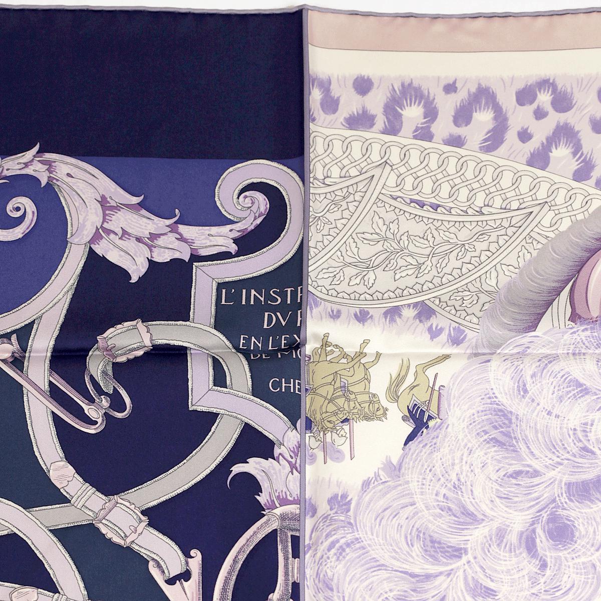 Hermes Scarf "Plumets du Roy" by Henri d'Origny and Julia Abadie 90cm Silk