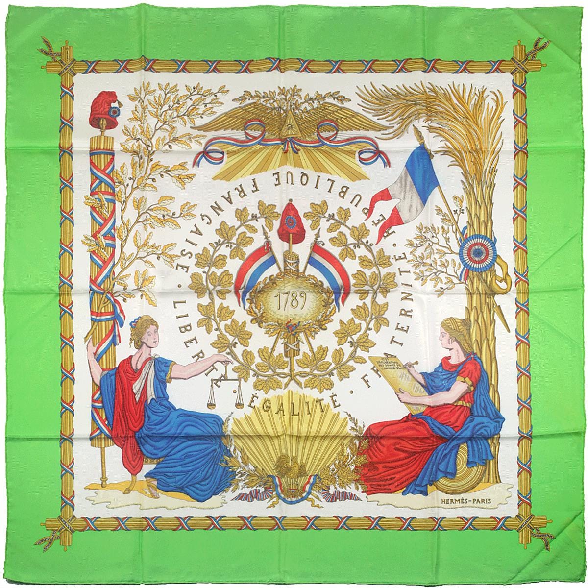 Hermes Scarf "1789 Liberte Egalite Fraternite" by Joachim Metz Vintage 90cm Silk | Carre Foulard
