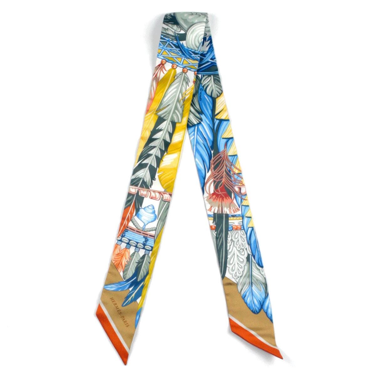 Hermes Scarf Twilly " Danse Pacifique" by Laurence Bourthoumieux Silk 5cm x 86cm