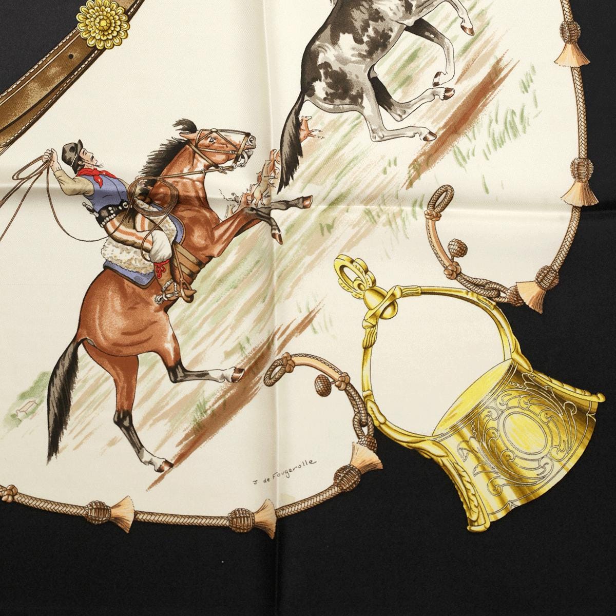 Hermes Scarf "Pampa" by Jean De Fougerolle Vintage 90cm Silk | Carre Foulard