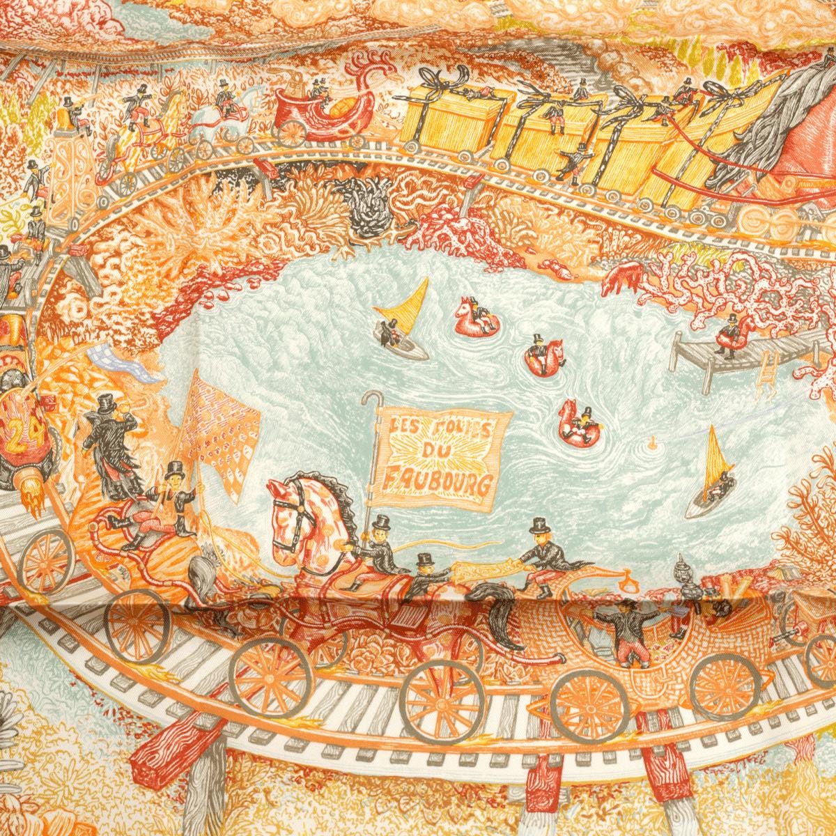 Hermes Scarf "Les Folies du Faubourg" by Elias Kafouros 90cm Silk | Carre Foulard