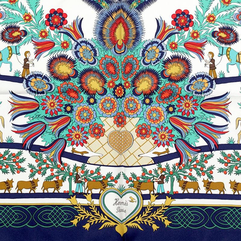Hermes Scarf "Decoupages" by Anne Rosat 90cm Silk | Carre Foulard