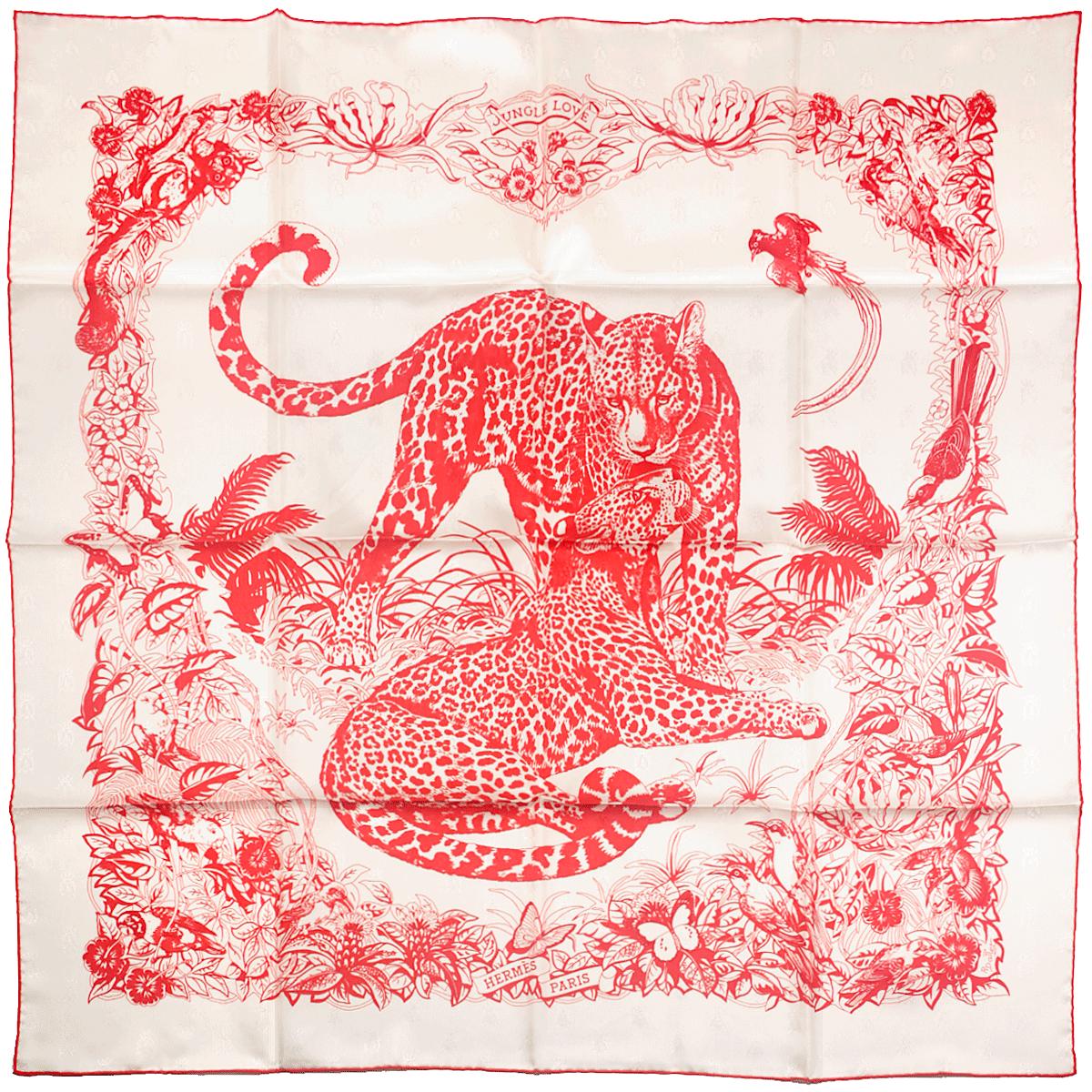 Hermes Scarf Jacquard "Jungle Love Tattoo" by Robert Dallet 90cm Silk