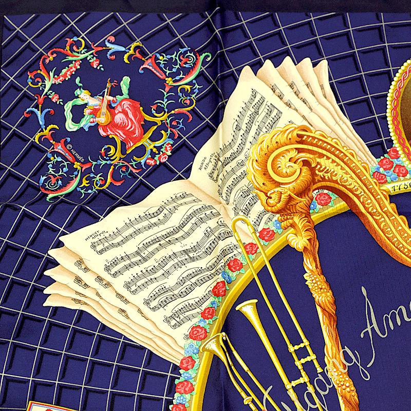 Hermes Scarf "Mozart" by Julia Abadie 90cm Silk | Carre Foulard