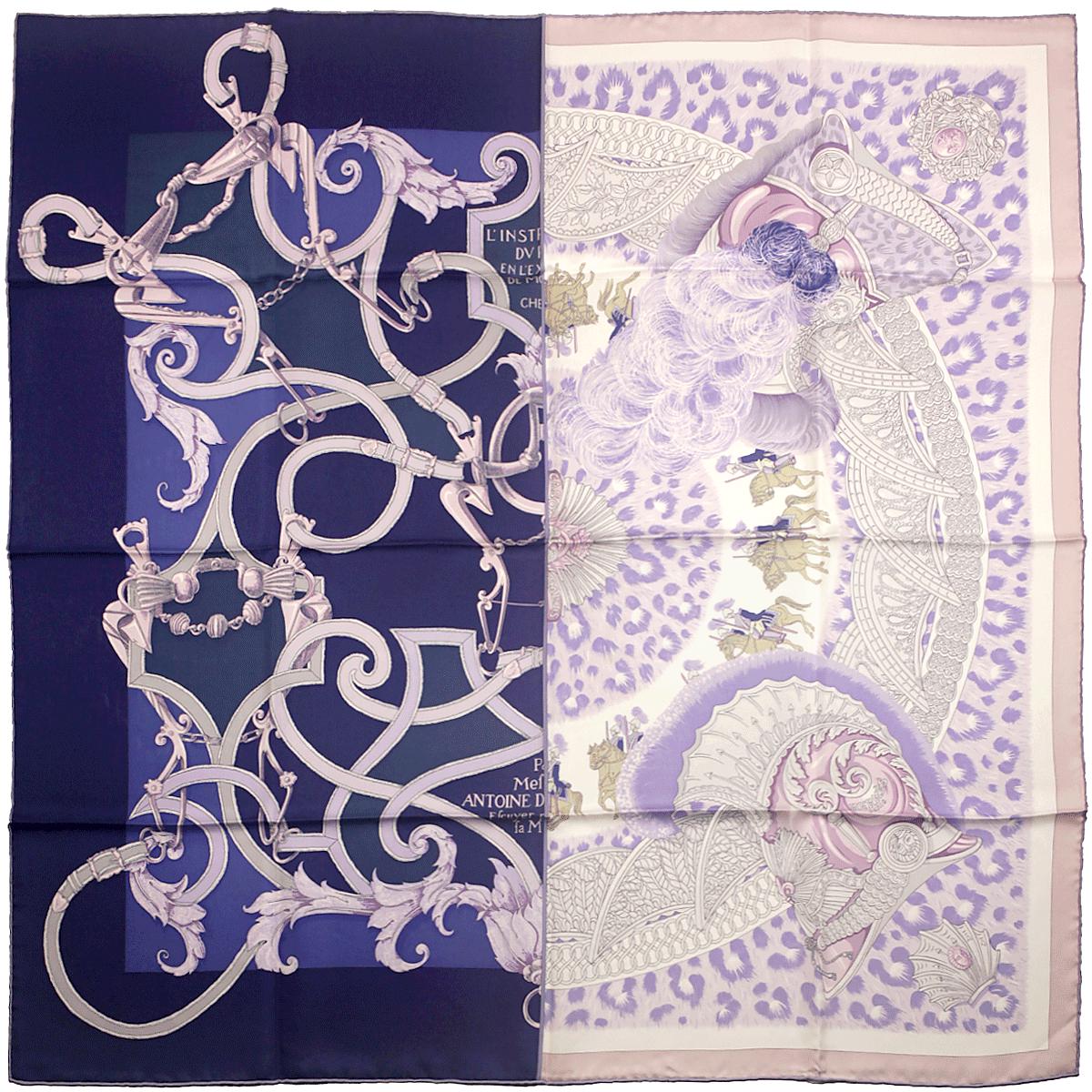 Hermes Scarf "Plumets du Roy" by Henri d'Origny and Julia Abadie 90cm Silk