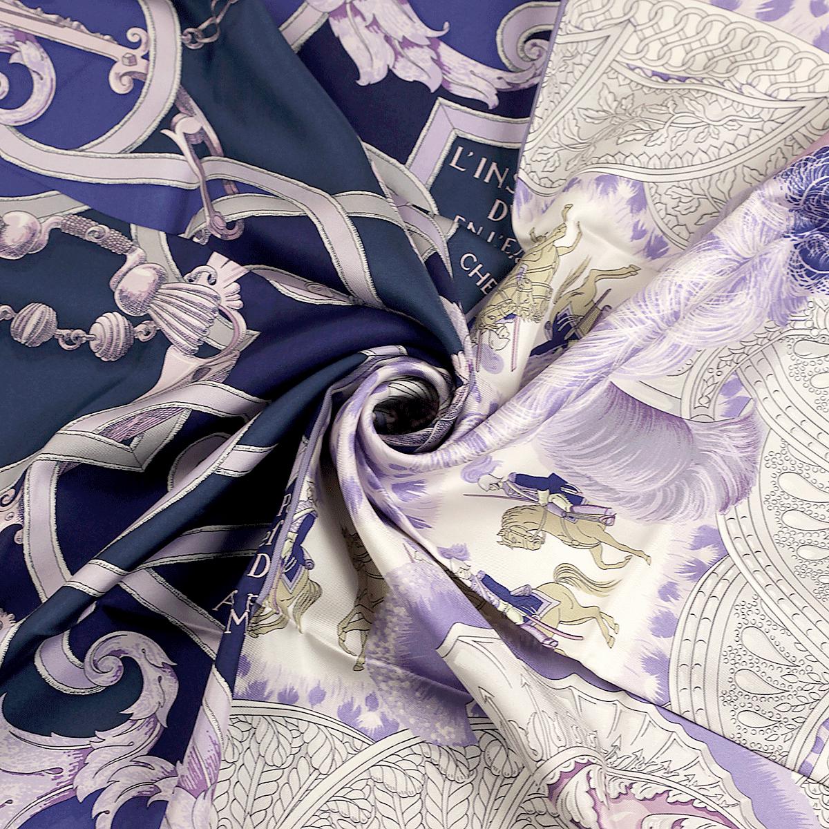 Hermes Scarf "Plumets du Roy" by Henri d'Origny and Julia Abadie 90cm Silk