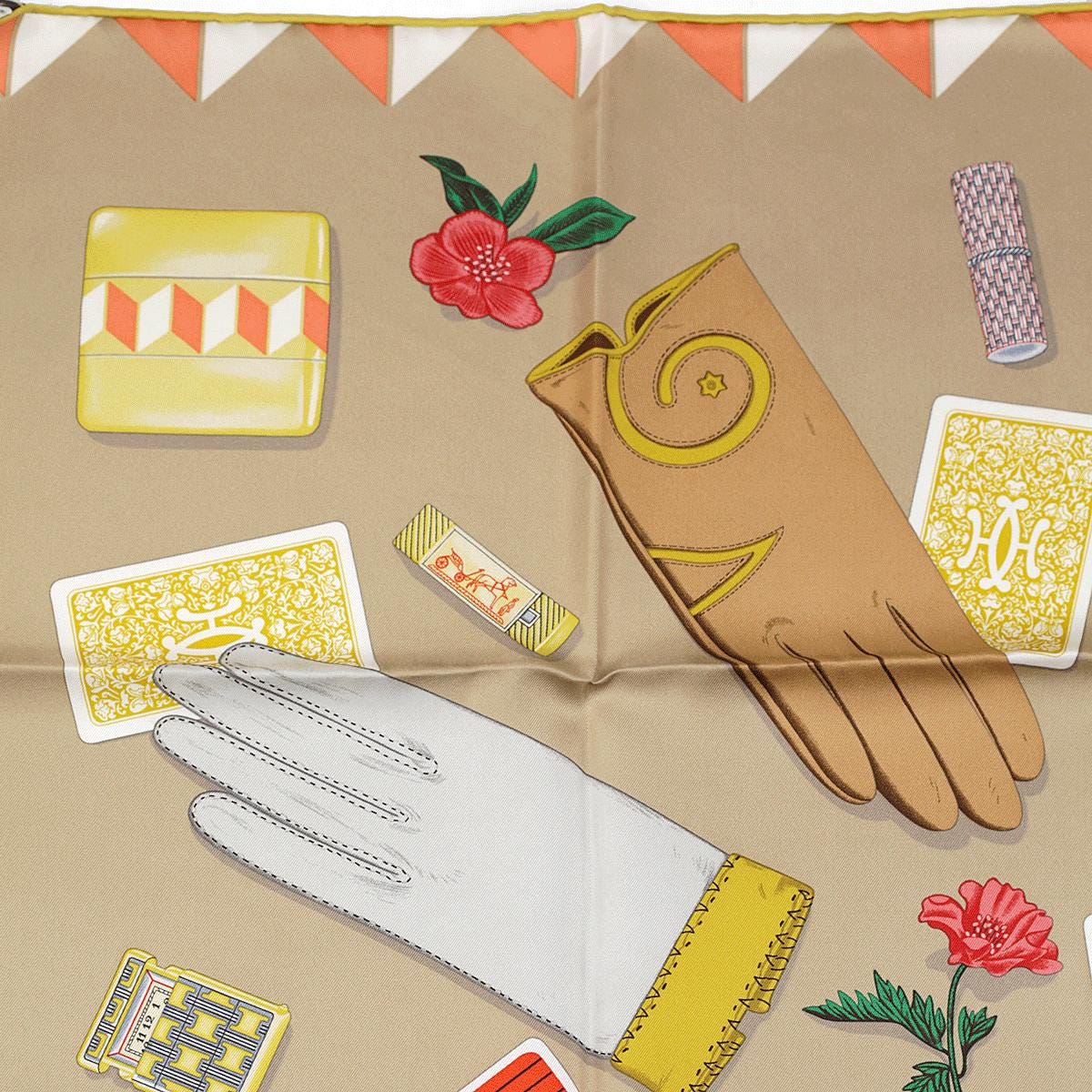 Hermes Scarf "L'Heure des Gants" by Jonathon Burton 90cm Silk | Carre Foulard