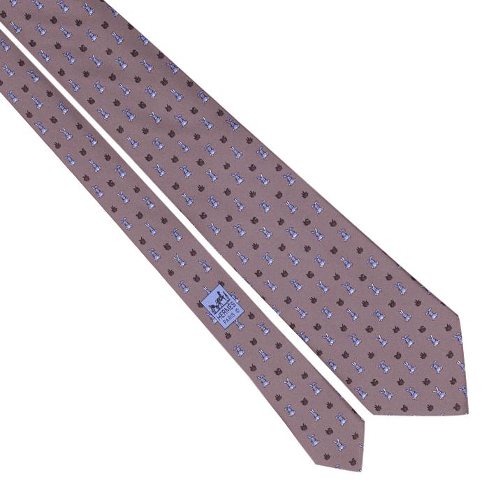 Hermes Men's Silk Tie Whimsical Rabbits Pattern 5243 | Necktie Cravate