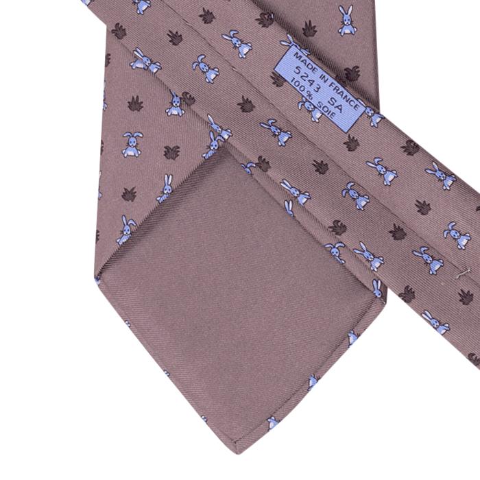Hermes Men's Silk Tie Whimsical Rabbits Pattern 5243 | Necktie Cravate