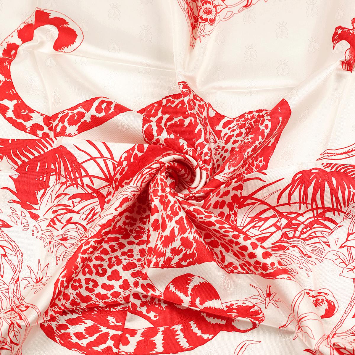 Hermes Scarf Jacquard "Jungle Love Tattoo" by Robert Dallet 90cm Silk