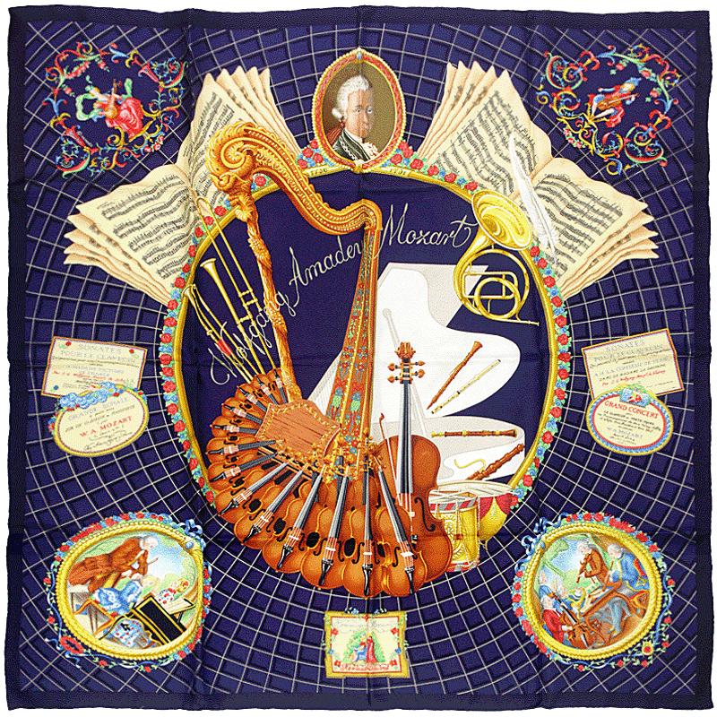 Hermes Scarf "Mozart" by Julia Abadie 90cm Silk | Carre Foulard