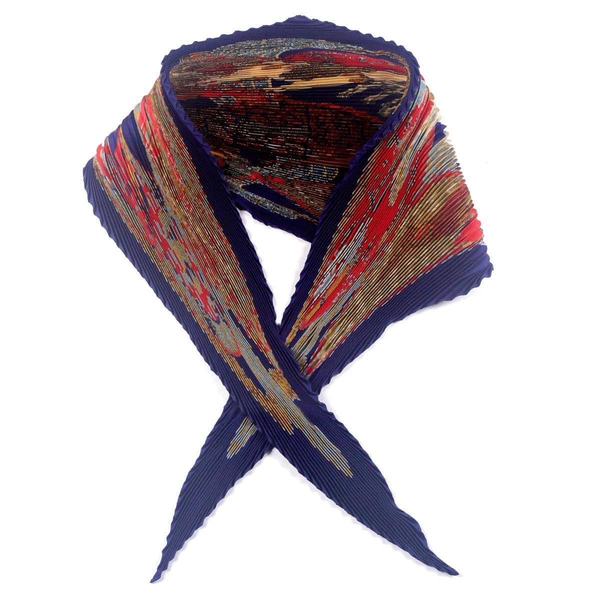 Hermes Scarf "Art des Steppes" by Annie Faivre Plisse 90cm Pleated Silk | Carre Foulard