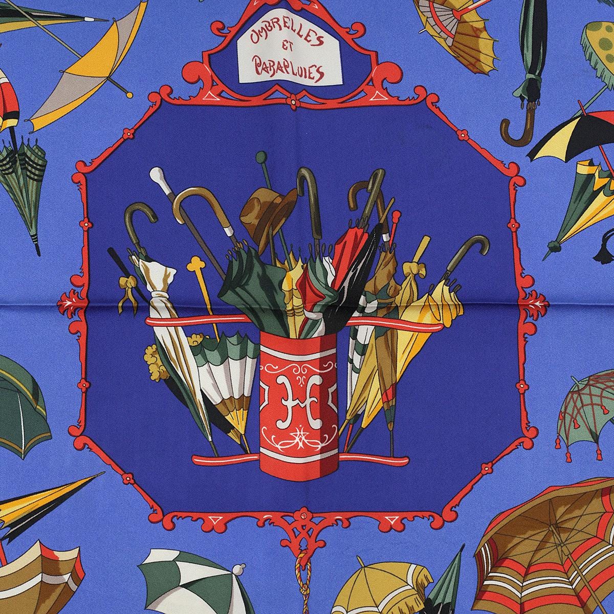 Hermes Scarf "Ombrelles et Parapluies" by Hubert de Watrigant 90cm Silk | Carre Foulard