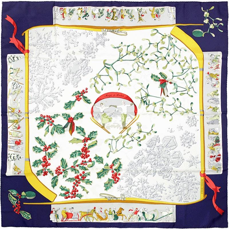 Hermes Scarf "Neige d'Antan" by Caty Latham 90cm Silk | Carre Foulard