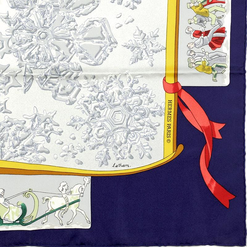 Hermes Scarf "Neige d'Antan" by Caty Latham 90cm Silk | Carre Foulard