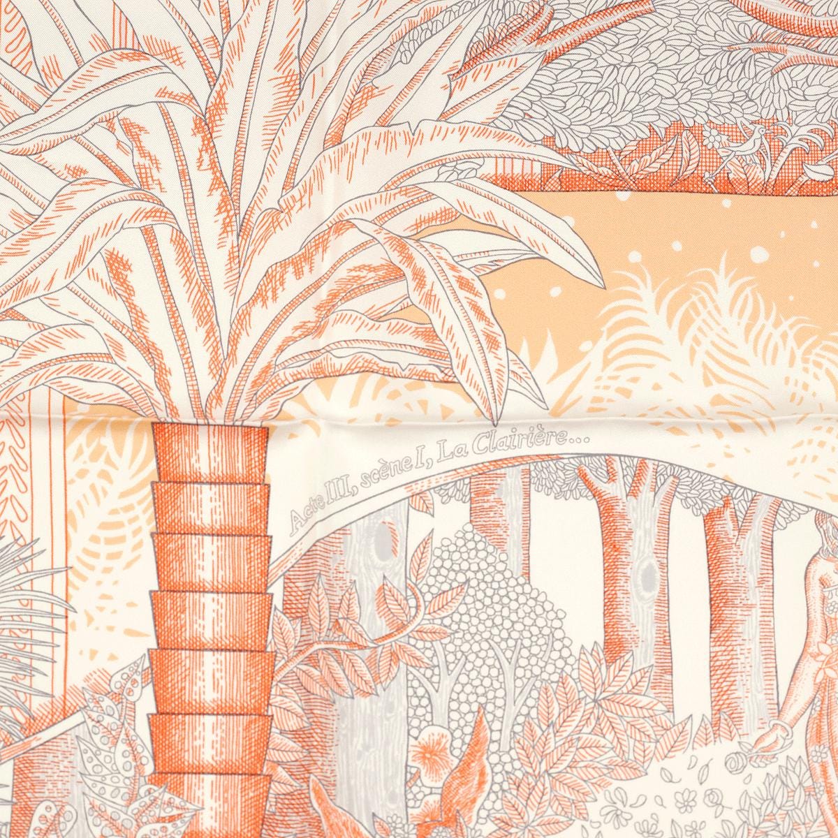 Hermes Scarf "Acte III, Scene I, La Clairiere" by Édouard Baribeaud 90cm Silk