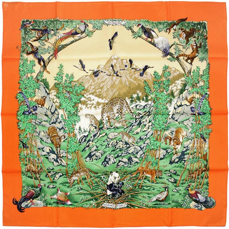 Hermes Scarf "Sichuan" by Robert Dallet 90cm Silk | Carre Foulard