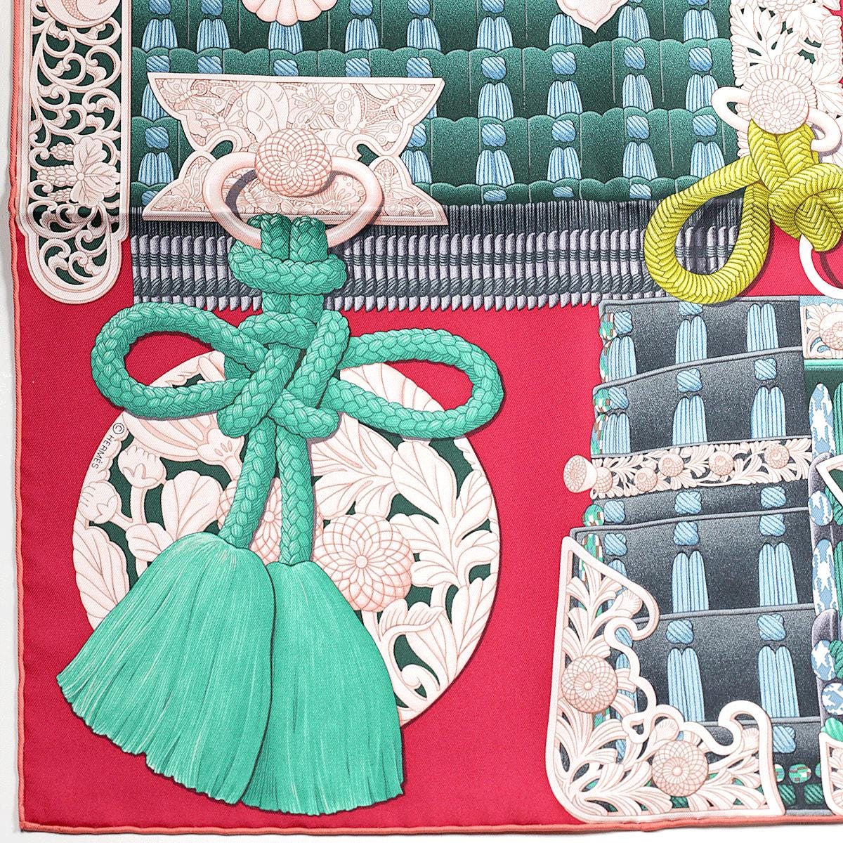 Hermes Scarf "Parures de Samourais" by Aline Honore 90cm Silk | Foulard Carre