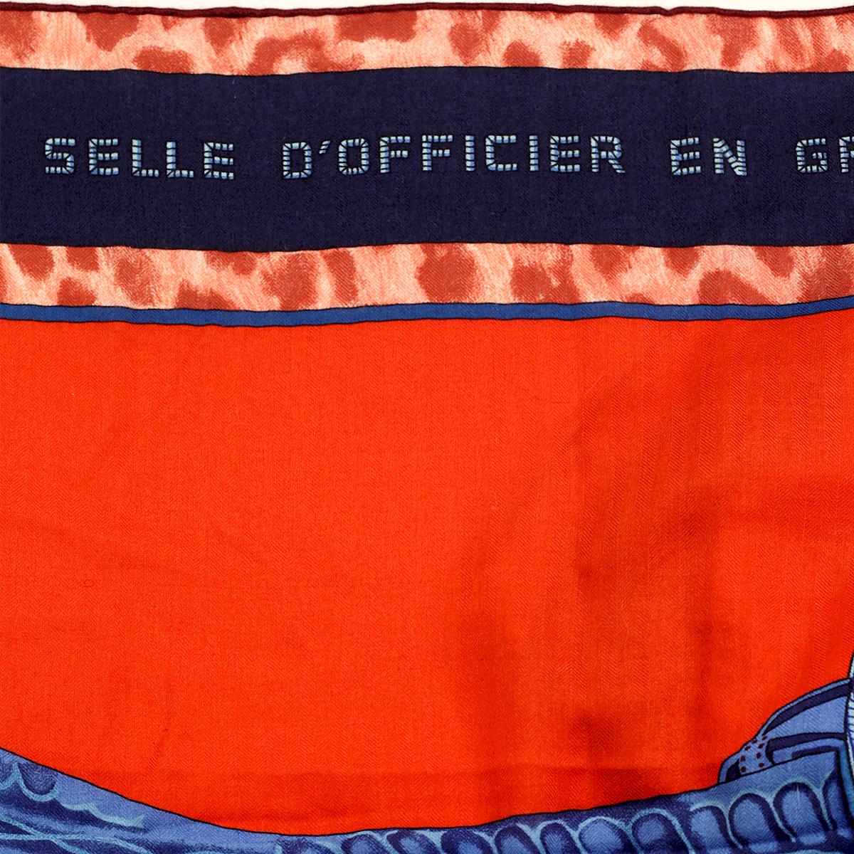 Hermes Cashmere Shawl 140cm "Selle d'Officier en Grande Tenue" by Wlodek Kaminski | Scarf Carre Foulard