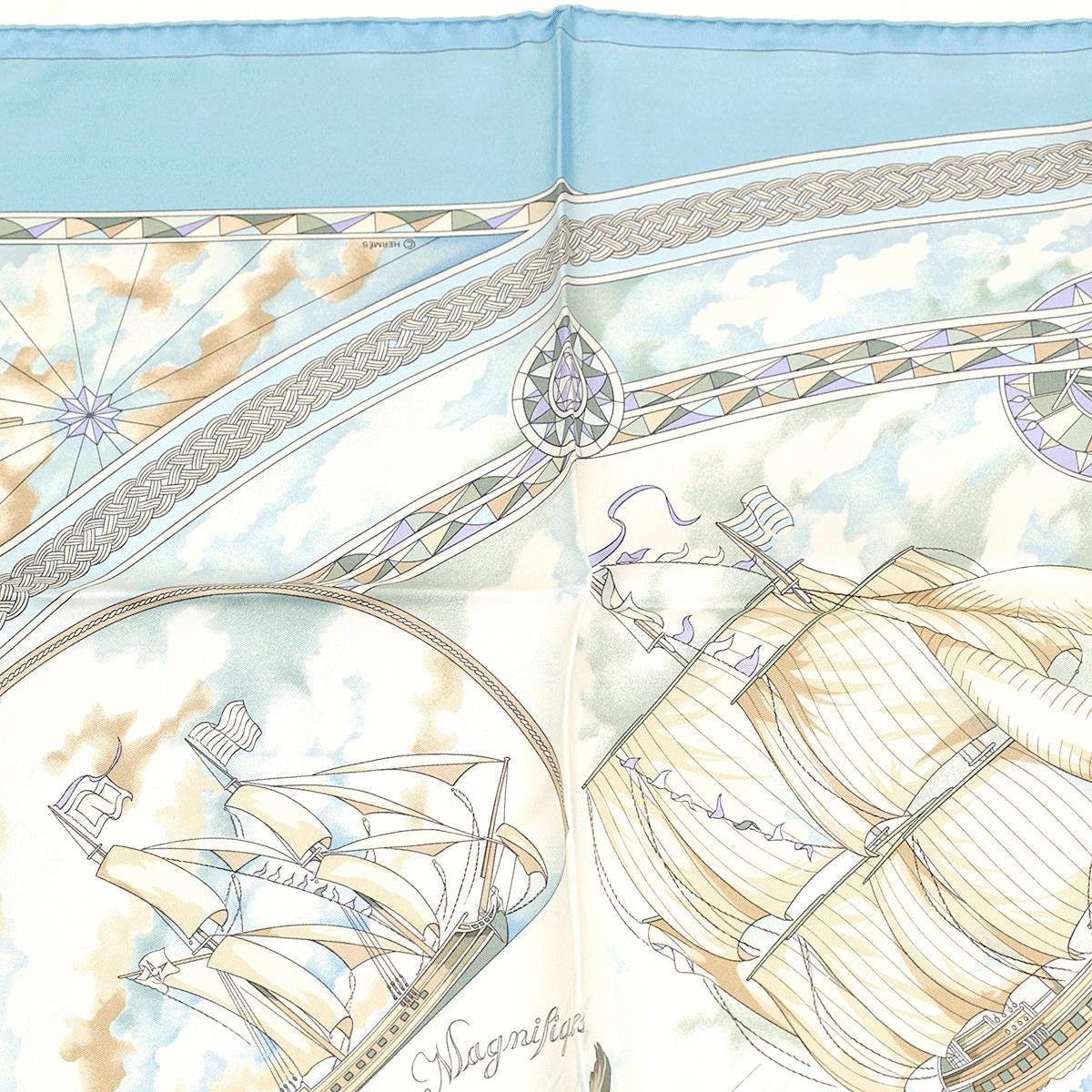 Hermes Scarf "Fregates Magnifiques" by Dominik Jarlegant 90cm Silk