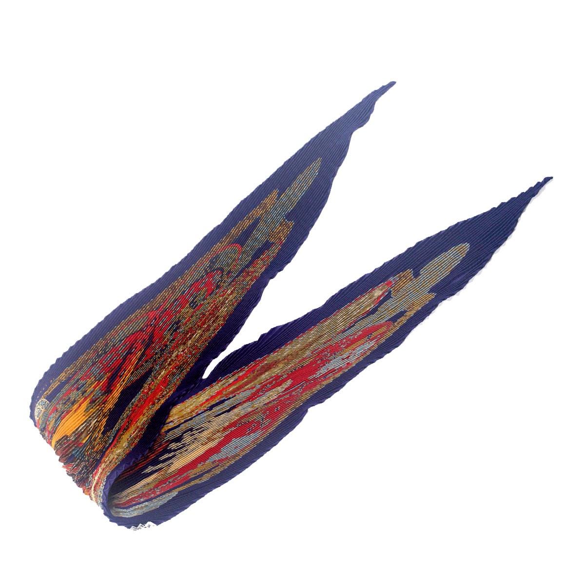 Hermes Scarf "Art des Steppes" by Annie Faivre Plisse 90cm Pleated Silk | Carre Foulard
