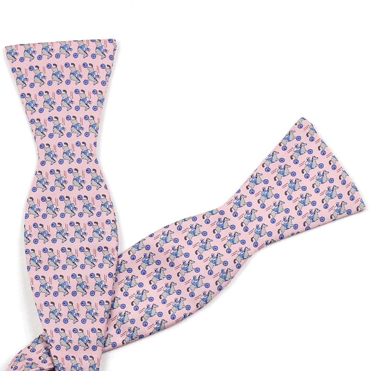 Hermes Men's Silk Bowtie Whimsical Rocking Horse Jockeys Pattern | Necktie Cravate Bow Tie