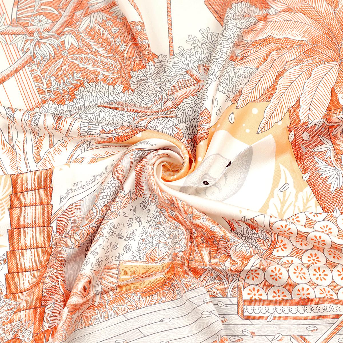 Hermes Scarf "Acte III, Scene I, La Clairiere" by Édouard Baribeaud 90cm Silk