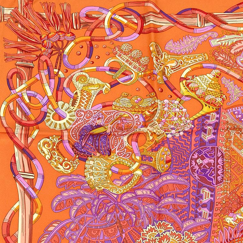 Hermes Scarf "Au Fil du Carre" by Annie Faivre 90cm Silk | Carre Foulard