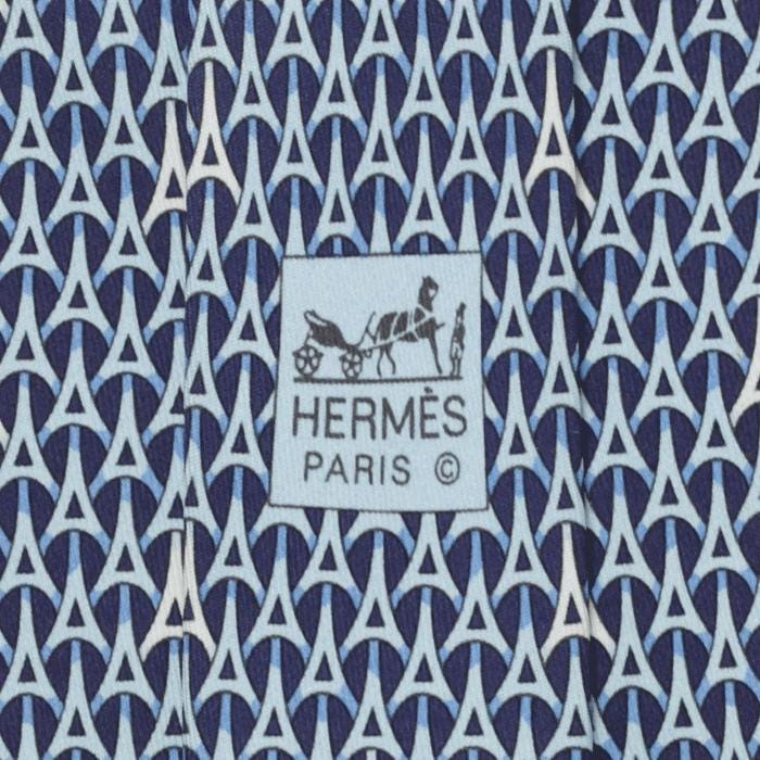 Hermes Men's Silk Tie Geometric Eiffel Tower Pattern 5265 | Necktie Cravate